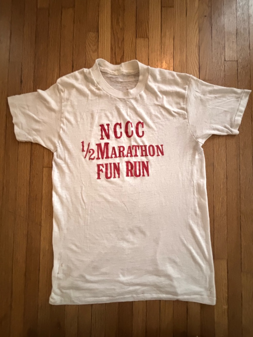 Vintage 80s NCCC 1/2 Marathon Fun Run single stitch white cotton t-shirt  med